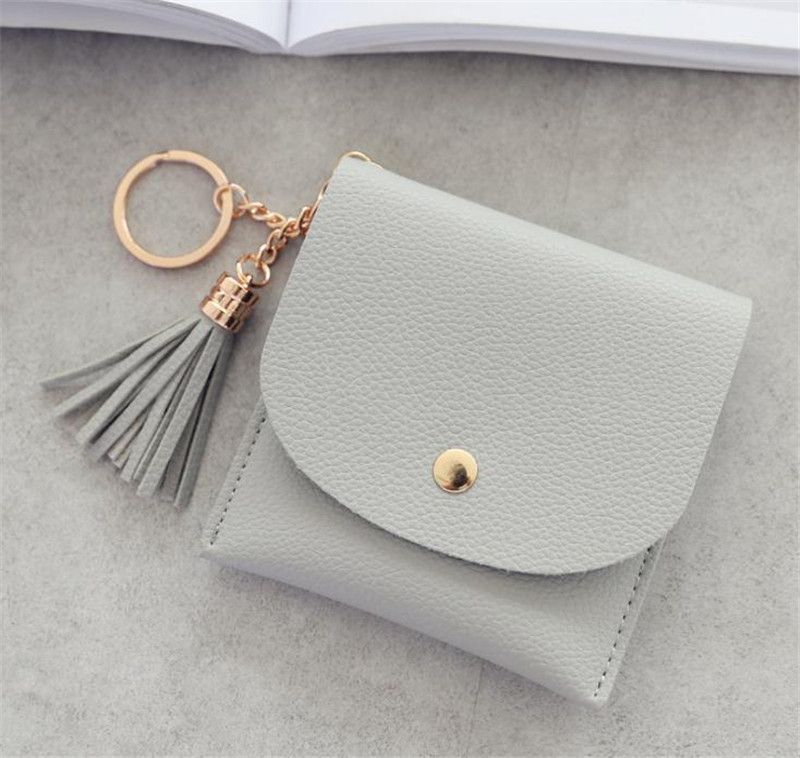 Wallets Women Coin Purse Ladies Pu Leather Tassel & Metal Ring Clutch Keychain Thin Key Bag Card Holders Mini Pouch DB502 Y260206