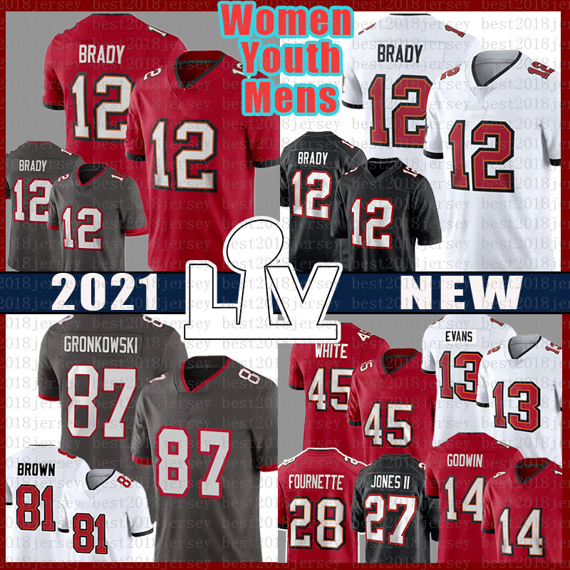 12 Tom Brady 87 Rob Gronkowski 13 Mike Evans Football Jersey Chris Devin White Godwin Mike Alstott Antonio Brown Leonard Fournette Jones II