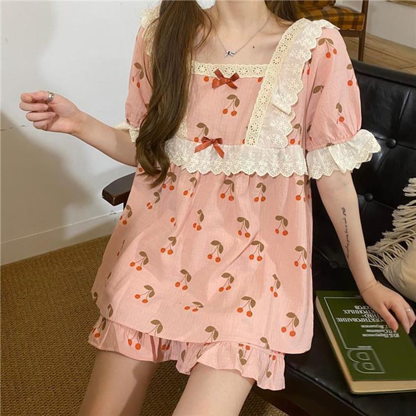 lace pajamas set pure women sleepwear cotton pyjamas short sleeve shorts 2piece homewear student fashion, Black;red
lace pajamas set pure women sleepwear cotton pyjamas short sleeve shorts 2piece homewear student fashion, Black;red