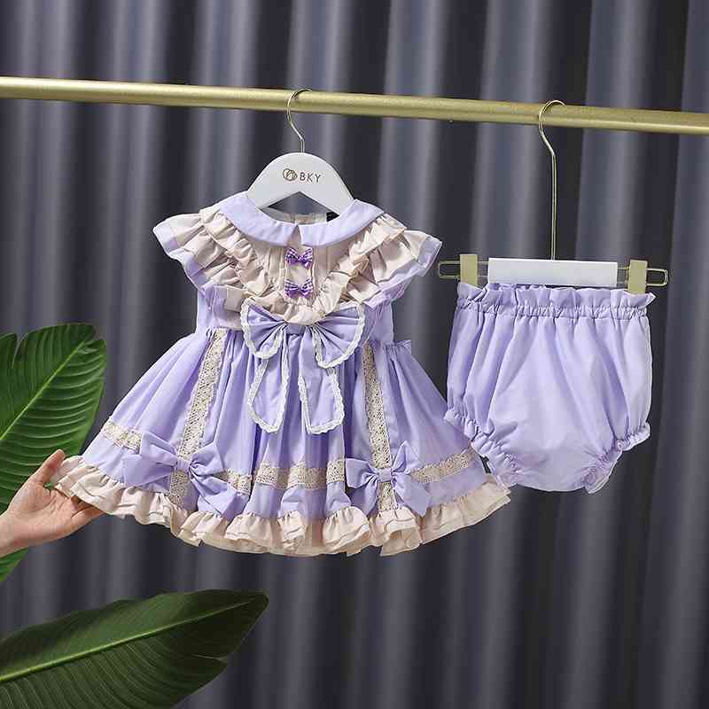 Spanish Baby Dress Children Princess Lolita Dresses with Pants Infant Birthday Party Clothes Toddler Girls Big Bow Ball Gown 210615, Lavender
Spanish Baby Dress Children Princess Lolita Dresses with Pants Infant Birthday Party Clothes Toddler Girls Big Bow Ball Gown 210615, Lavender