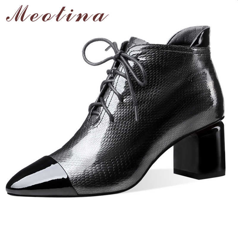 Meotina Winter Ankle Boots Women Natural Genuine Leather Thick High Heel Short Boots Mixed Colors Zipper Shoes Ladies Size 34-39 210608, Black synthetic lini
Meotina Winter Ankle Boots Women Natural Genuine Leather Thick High Heel Short Boots Mixed Colors Zipper Shoes Ladies Size 34-39 210608, Black synthetic lini