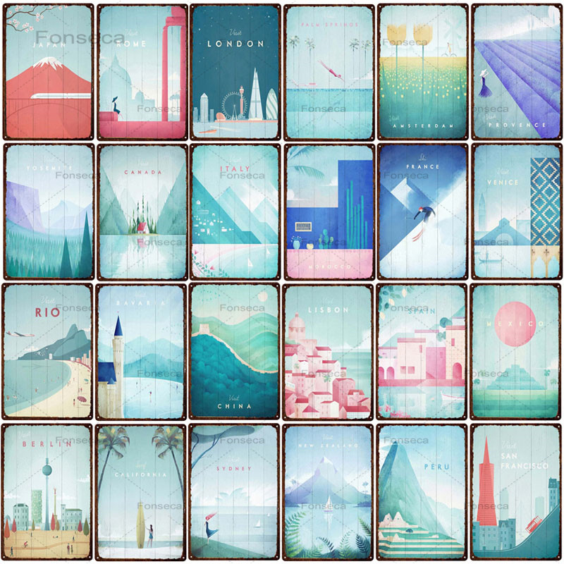 Famous World Travel City Landscape Series Attractions Metal Signs Wall Art Tin Poster For Living Room Decoration Iron Painting
Famous World Travel City Landscape Series Attractions Metal Signs Wall Art Tin Poster For Living Room Decoration Iron Painting
