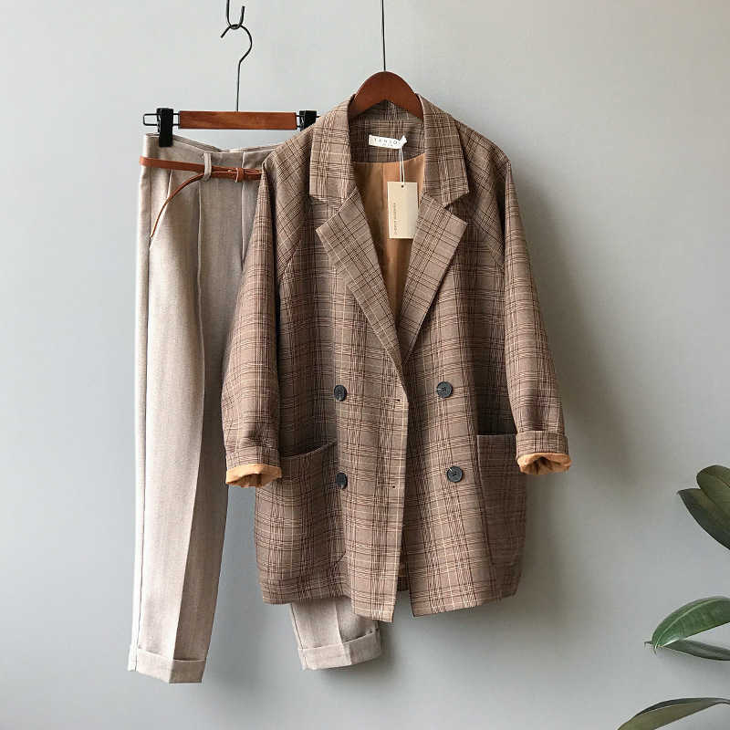 Womens Blzaers Spring Retro Net Red Casual Loose Plaid Double Breasted Straight Tube Suit Coat for Women OL In Stock 210607, Coffee
Womens Blzaers Spring Retro Net Red Casual Loose Plaid Double Breasted Straight Tube Suit Coat for Women OL In Stock 210607, Coffee