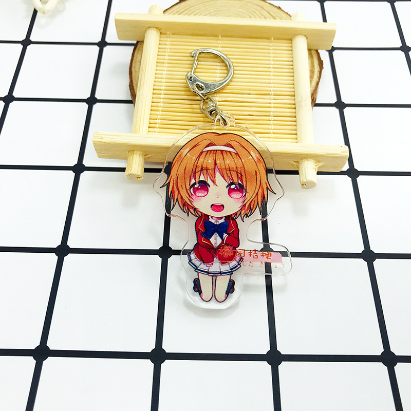 Classroom of The Elite Woman Keychain Cartoon Figure Acrylic Key Ring Anime Kiyotaka Ayanokouji Key Chains Man Jewellery Brelok