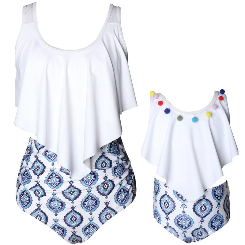 Swimming Suits Mother Daughter Swimsuit Family Look Mommy and Me Bikini Clothes Ruffle Mom Daughter Swimwear Family Matching Clothes