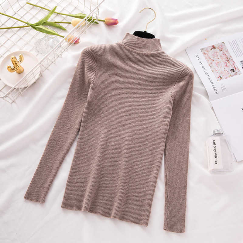 Turtleneck Knitted Sweater Female Casual Pullover Women Autumn Winter Tops Korean s Fashion Jumper 210914