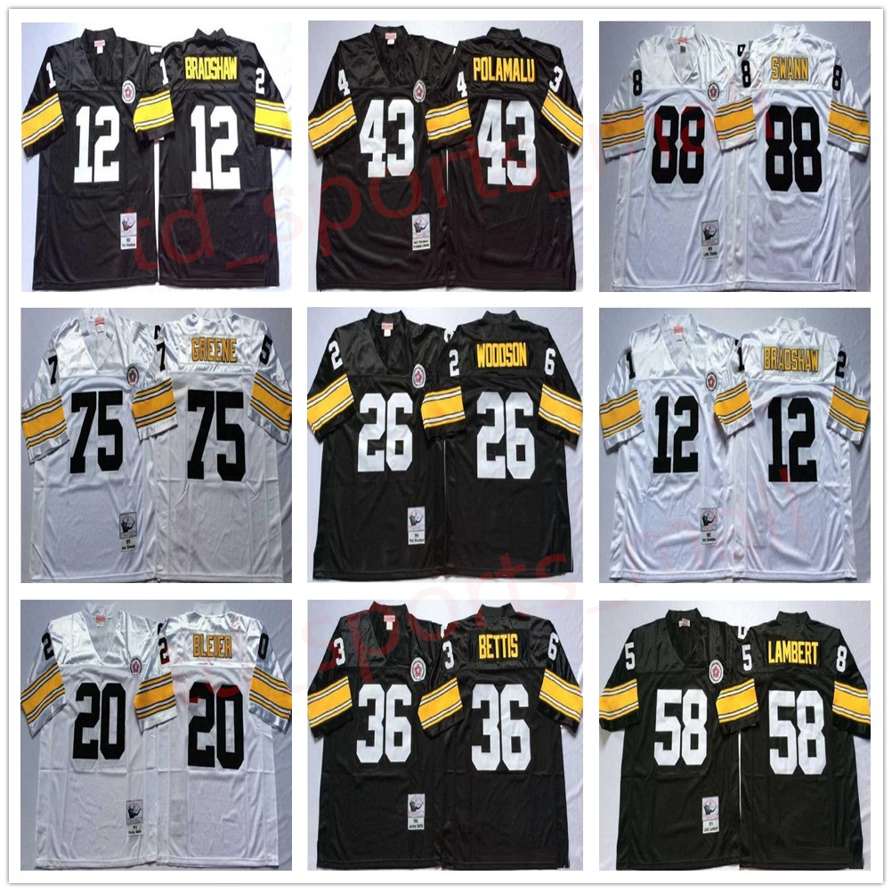 12 Terry Bradshaw Polamalu Jack Lambert Ham Joe Greene Rocky Bleier Franco Harris Jerome Bettis Swann White Black Home Away Jerseys, Black;red
12 Terry Bradshaw Polamalu Jack Lambert Ham Joe Greene Rocky Bleier Franco Harris Jerome Bettis Swann White Black Home Away Jerseys, Black;red