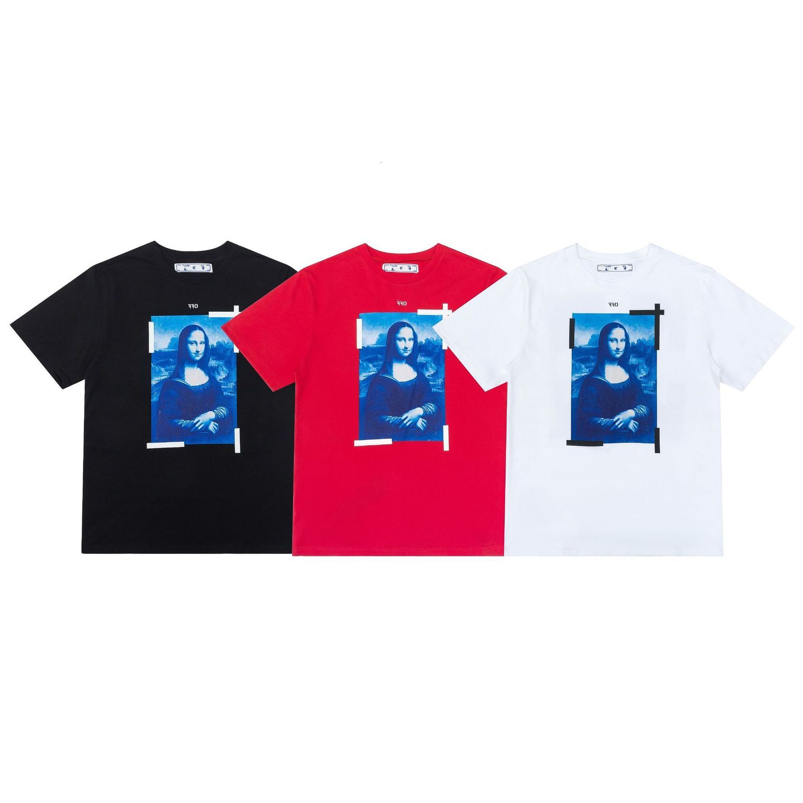 New Off Nstyle White Mona Lisa Oil Painting Short Sleeve T-shirt in Spring and Summer 2021, White;black 
New Off Nstyle White Mona Lisa Oil Painting Short Sleeve T-shirt in Spring and Summer 2021, White;black