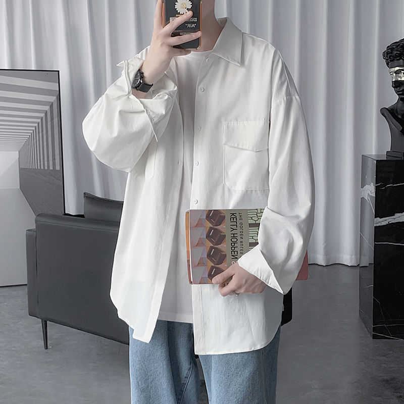 Privathinker Blouses Turn-down Collar Spring Shirts Men's Casual Oversize Classic Korean Streetwear Tops 210721, Black
Privathinker Blouses Turn-down Collar Spring Shirts Men's Casual Oversize Classic Korean Streetwear Tops 210721, Black