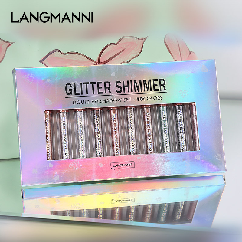 10 Colors Shimmer Liquid Eyeshadow Glitter Eye Shadow Cream Waterproof Long Lasting Cosmetics Set