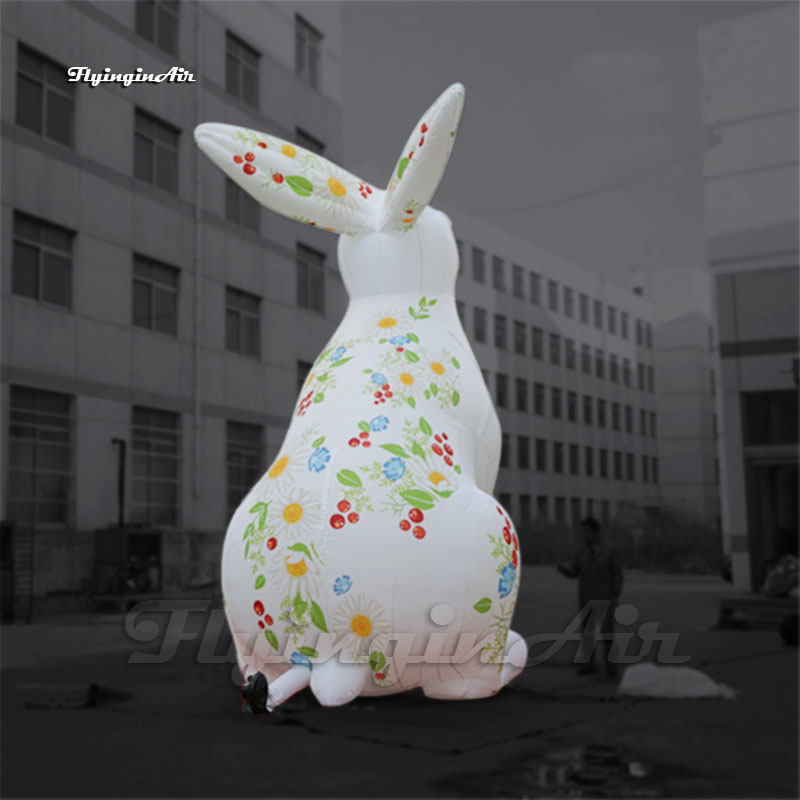 Outdoor Animal Mascot Model White Inflatable Rabbit 3m/4m/5m Advertising Blow Up Easter Bunny Balloon For Park Decoration