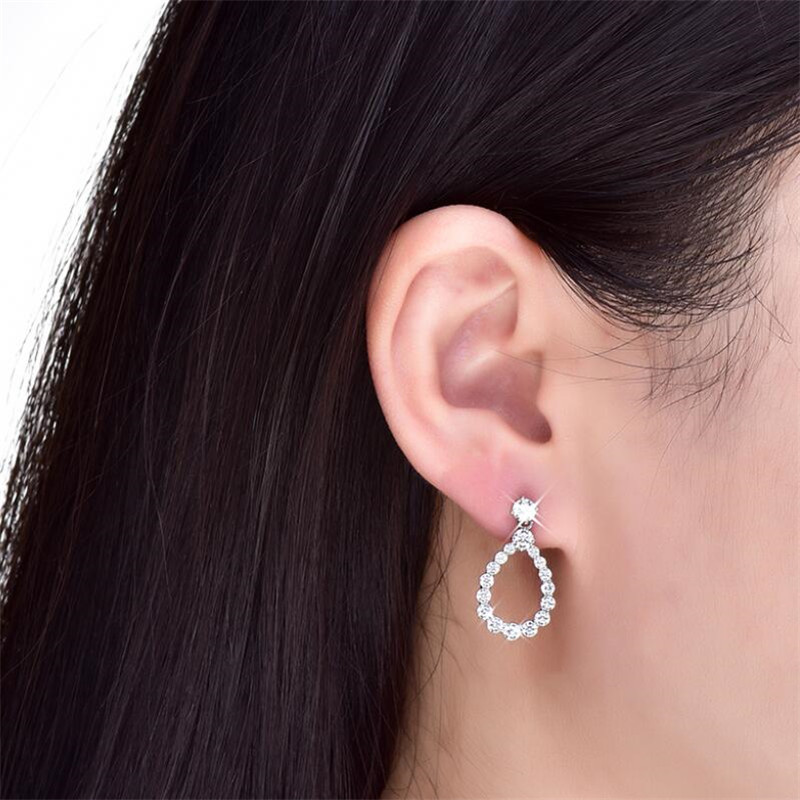 Choucong Brand New Jewelry Sterg Sier Party Water Drop Hollow 5A Cubic Zircon CZ Dia Women Wedding Dangle Earring Gift