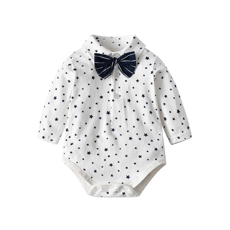 White Baby Boys Romper born Formal Clothing Toddler Spring Boy Boutique Clothes Infant Dot Cotton Jumpsuit 210615