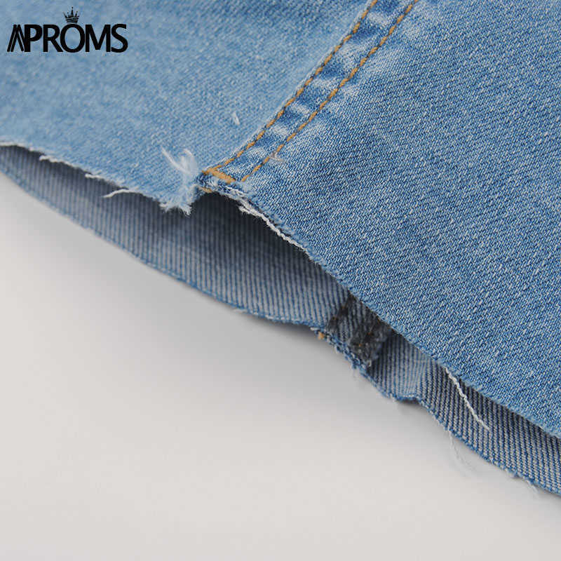 Aproms Black Blue Denim Shorts Skirts for Women Sexy High Waist Side Split Bodycon Streetwear Fashion Slim Bottoms 210714