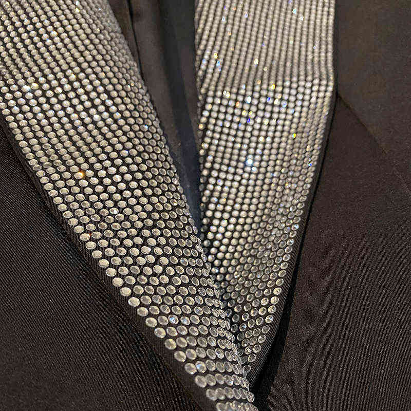 Shrug Diamonds Collar Blazer Women Black Autumn Female Jacket Fashion Shoulder Blazers Suit High Quality Dropship 211122