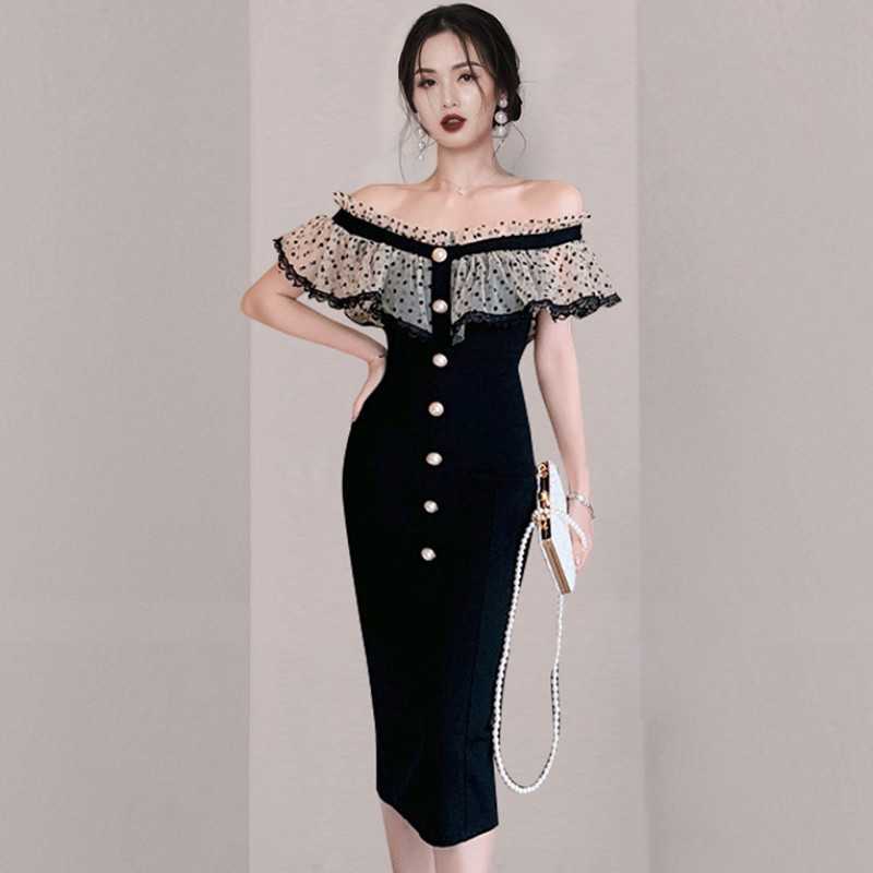 Korea Summer Fashion Sexy Dot Mesh Ruffles Slash Neck Bodycon Single-Breasted Office OL Pencil Dress Vestido Feminino 210526, Photo color
Korea Summer Fashion Sexy Dot Mesh Ruffles Slash Neck Bodycon Single-Breasted Office OL Pencil Dress Vestido Feminino 210526, Photo color