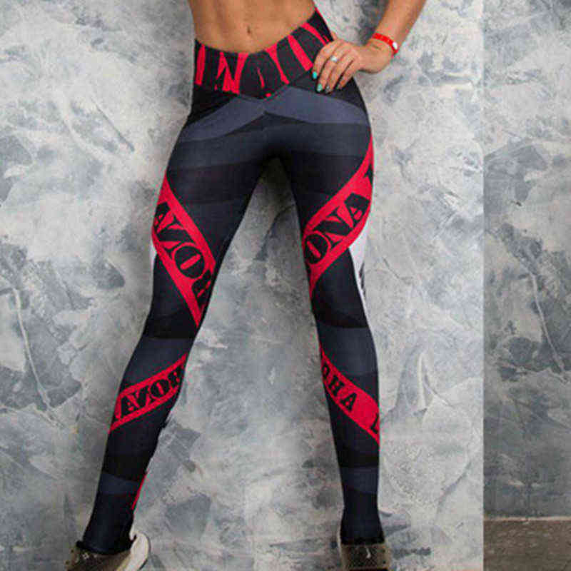 SVOKOR Letter Print Leggings Women Fitness High Waist Push Up Trousers Breathable And Comfortable Workout Girl 211215