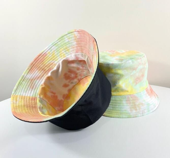 Unisex Fashion Summer Reversible Black White Rainbow color Printed Fisherman Caps Bucket Hats Gorro Pescador Men Women