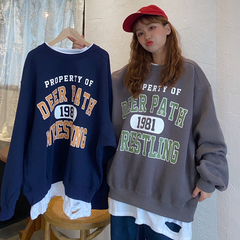oversized sweatshirts Harajuku Clothing For Women Casual Loose Vintage Letter Sweatshirt Female Korean style Kawaii Women's tops 201112