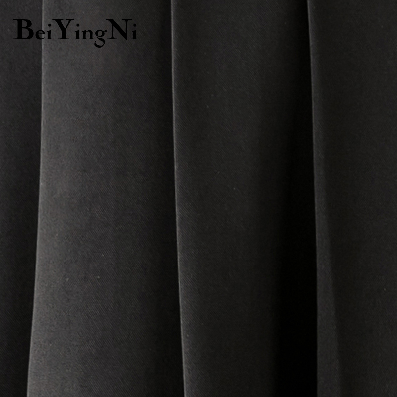 Beiyingni Elegant Pleated Women Skirt Midi Solid Color Work Wear Vintage Fashion High Waist Skirts Casual Black Jupe Femme 210309