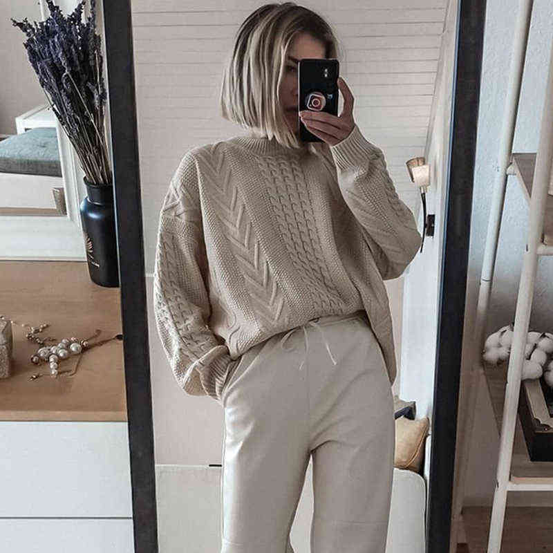 Colorfaith Winter Spring Women Sweaters Pullovers Minimalist Knitting Elegant Casual Loose Ladies Vintage Tops SW1161 211109