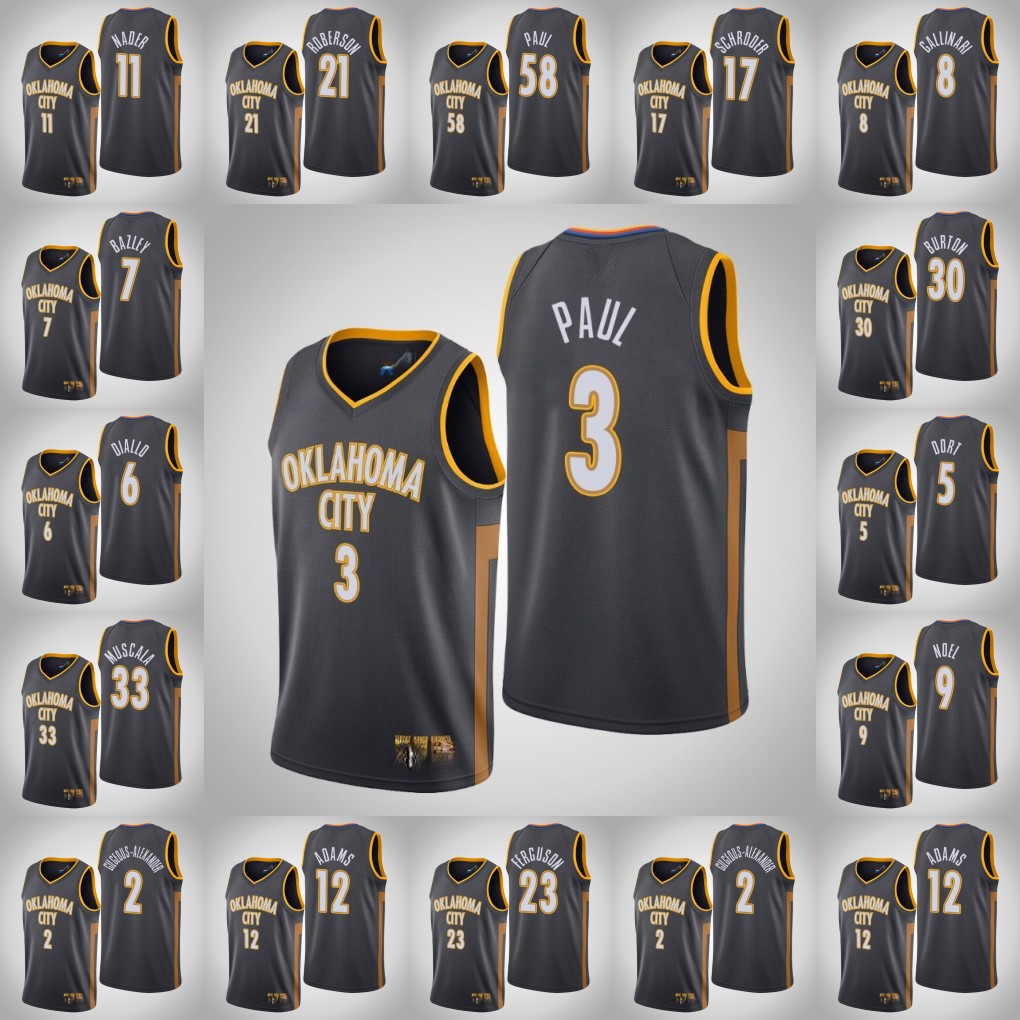 Oklahoma City Thunder Men Chris Paul Steven Adams Darius Bazley Luguentz Dort Deonte Burton Charcoal 2019-20 Jersey, Black
Oklahoma City Thunder Men Chris Paul Steven Adams Darius Bazley Luguentz Dort Deonte Burton Charcoal 2019-20 Jersey, Black