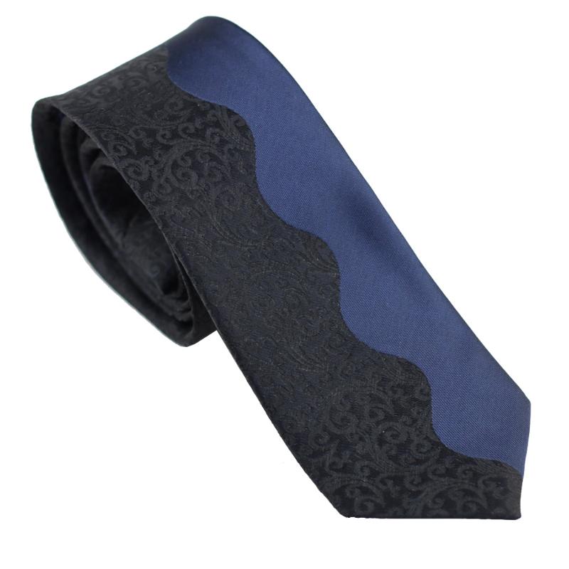 Bow Ties Coachella Navy Blue Half W Black Paisley Necktie Microfiber Men Skinny Tie 6CM