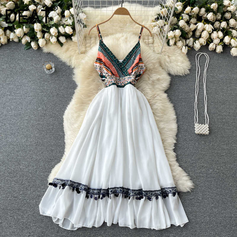 DEAT Women Vintage Sling Lace Ruffles Dress V-Neck Sleeveless Arrivals Lady Temperament Fashion Spring Summer 11D615 210709, White
DEAT Women Vintage Sling Lace Ruffles Dress V-Neck Sleeveless Arrivals Lady Temperament Fashion Spring Summer 11D615 210709, White
