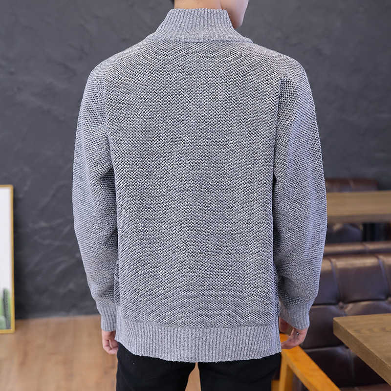 Zipper Cardigan Sweater Men Fashion Korean Style Men Clothing Slim Mens Sweater Long Sleeve Knitted Cardigans Oversize 210820