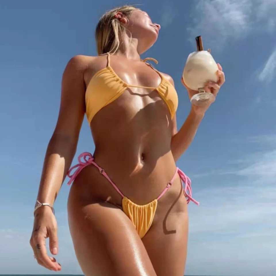 Sexy Bikini Set Women Swimsuit Halter Push Up Micro Female Bathing Suit Summer Beach Wear Swimming Biquini Swimwear XL 210625