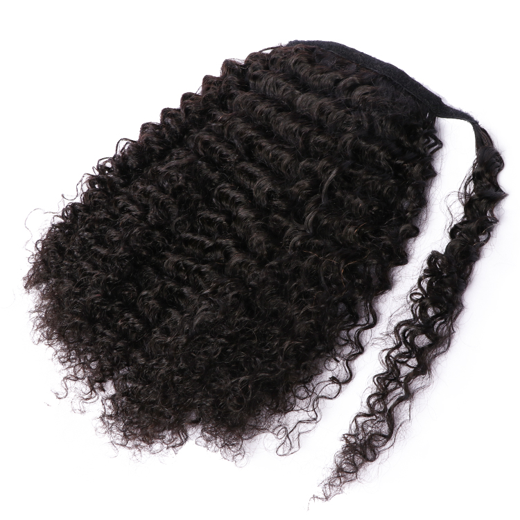 Hot Sell Human Hair Ponytail Extensions long simple braided hairstyle Curly Ponytails Wrap Drawstring real Hairs Natural Color With Clip Ins 18inch 14
