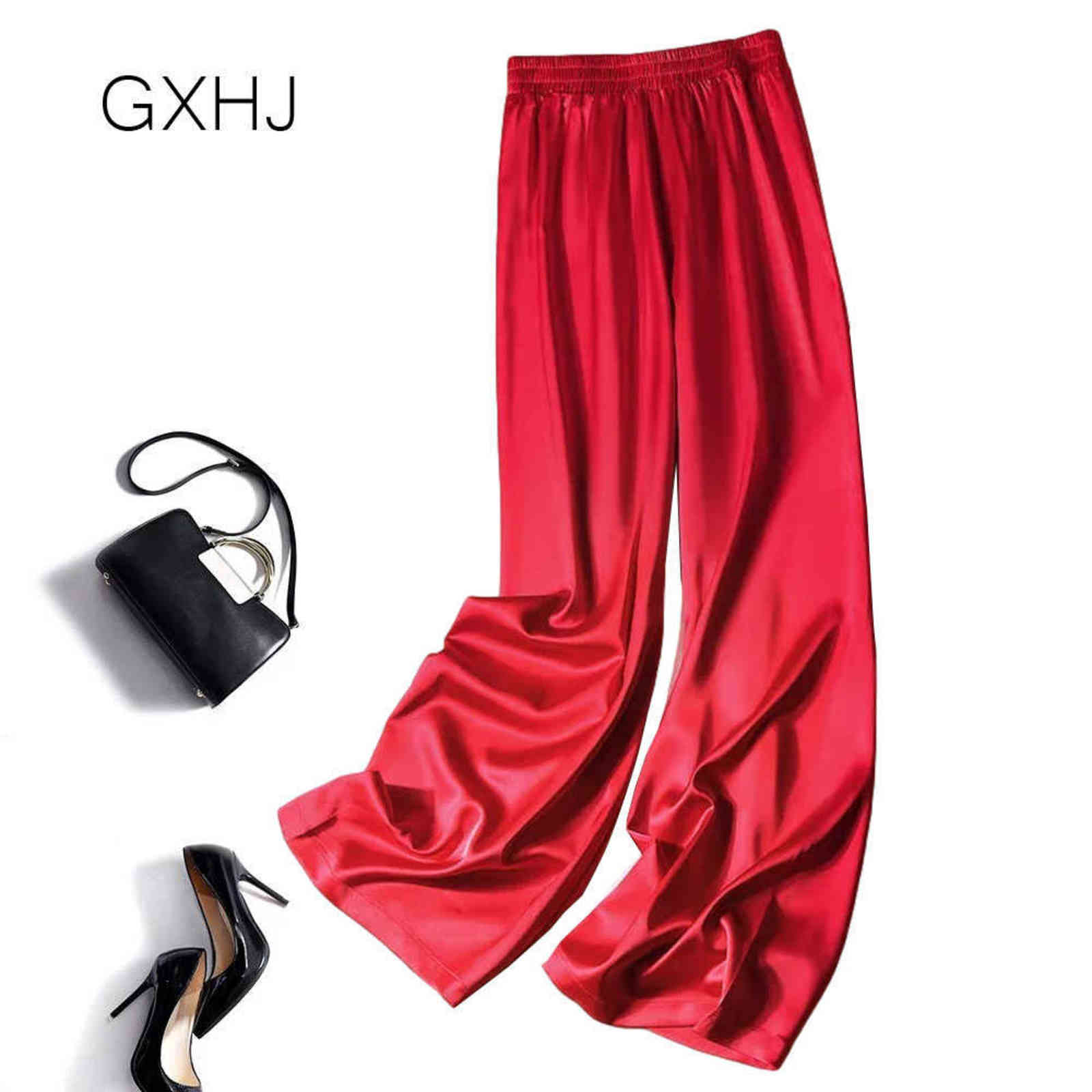 pantalon pour femme Women Straight Pants Wide leg full length Streetwear Loose Casual trousers satin elegant pants LHJ018 211115