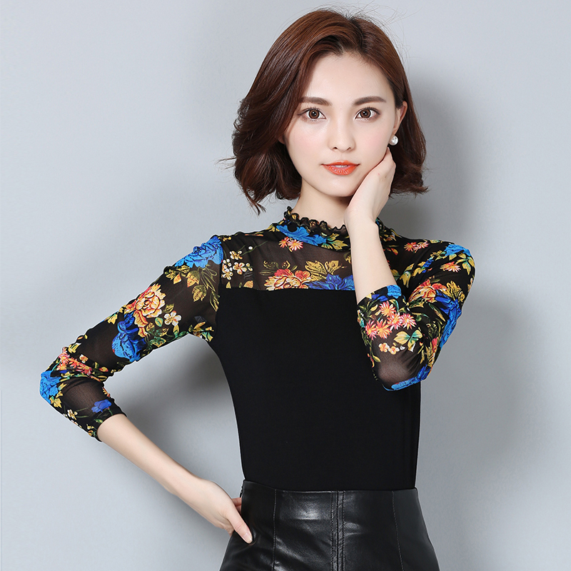 New Fashion Fall Winter Women Blouse Long Sleeved Rose Flower Shirt Plus Size Women Korean Style Women Shirt 60i 25 210225