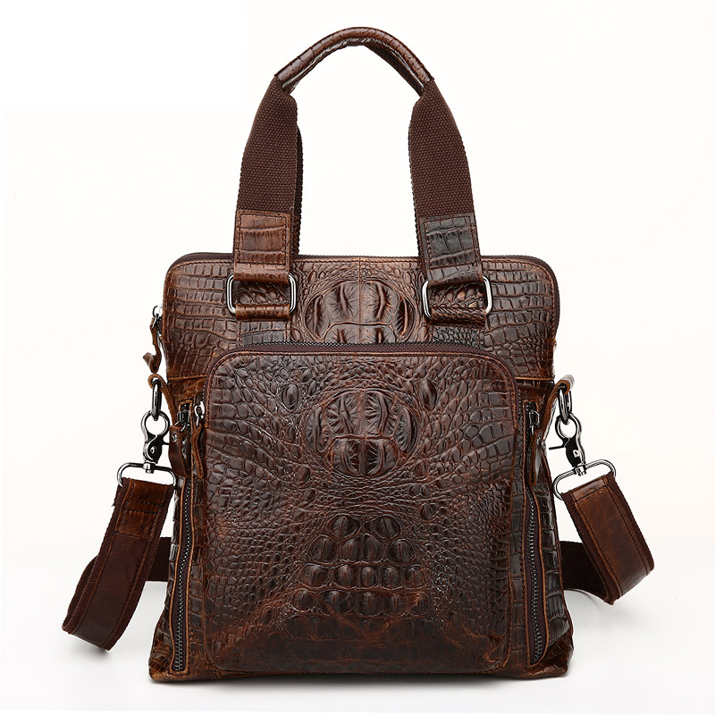 Crocodile Men Genuine Leather Vintage Vertical Business Travel Briefcases Shoulder Bag, Brown
Crocodile Men Genuine Leather Vintage Vertical Business Travel Briefcases Shoulder Bag, Brown