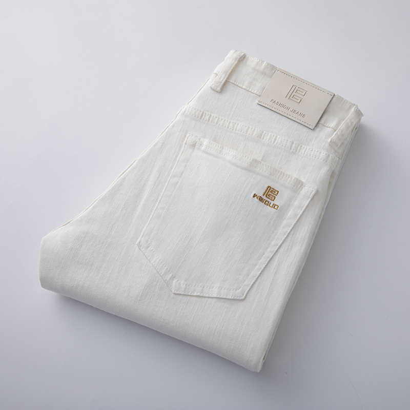 New Classic Style Mens Skinny White Jeans Men Cotton Casual Business Stretch Denim Trousers Male Fashion Brand White Pants Y0811