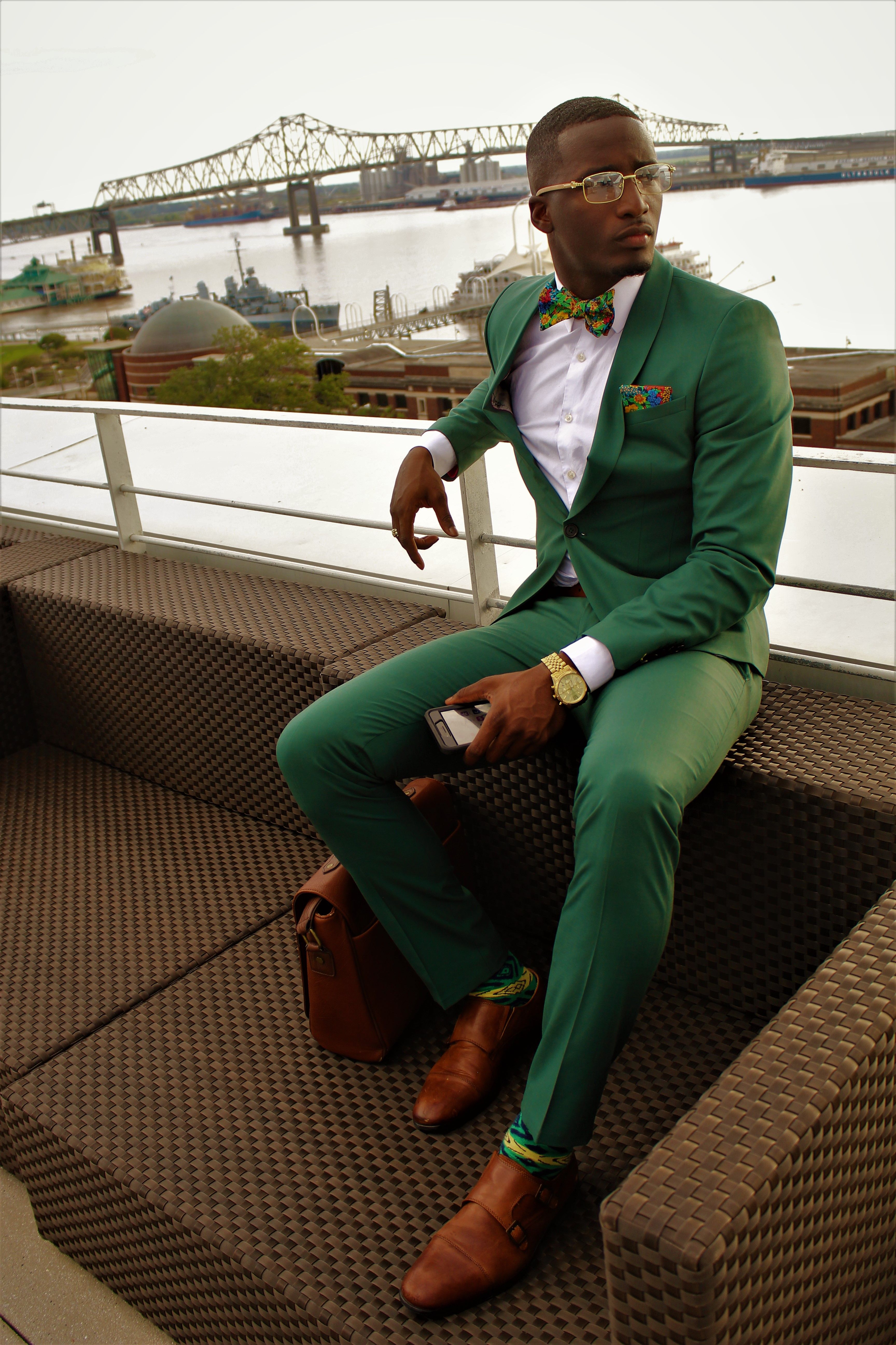 Two-Pieces Casual Green Single Breasted Men Suits Slim Fit Groom Wedding Dress Men's Suit