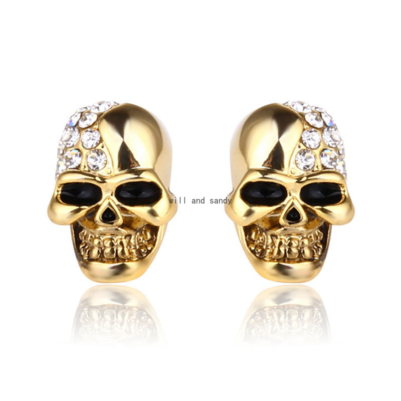 Celtic Skull Earrings Stud Men Women Vintage Punk Zircon Diamond Studs Ear rings Fashion piercing jewelry will and sandy
