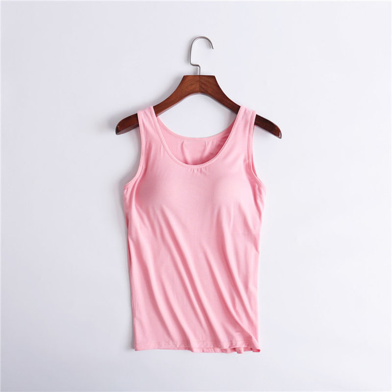 Women's Tank Tops modal Breathable Clothes Fitness Sexy summer Vest Strap Built In Bra Padded Bra Modal Tank Top Camisole 210308
