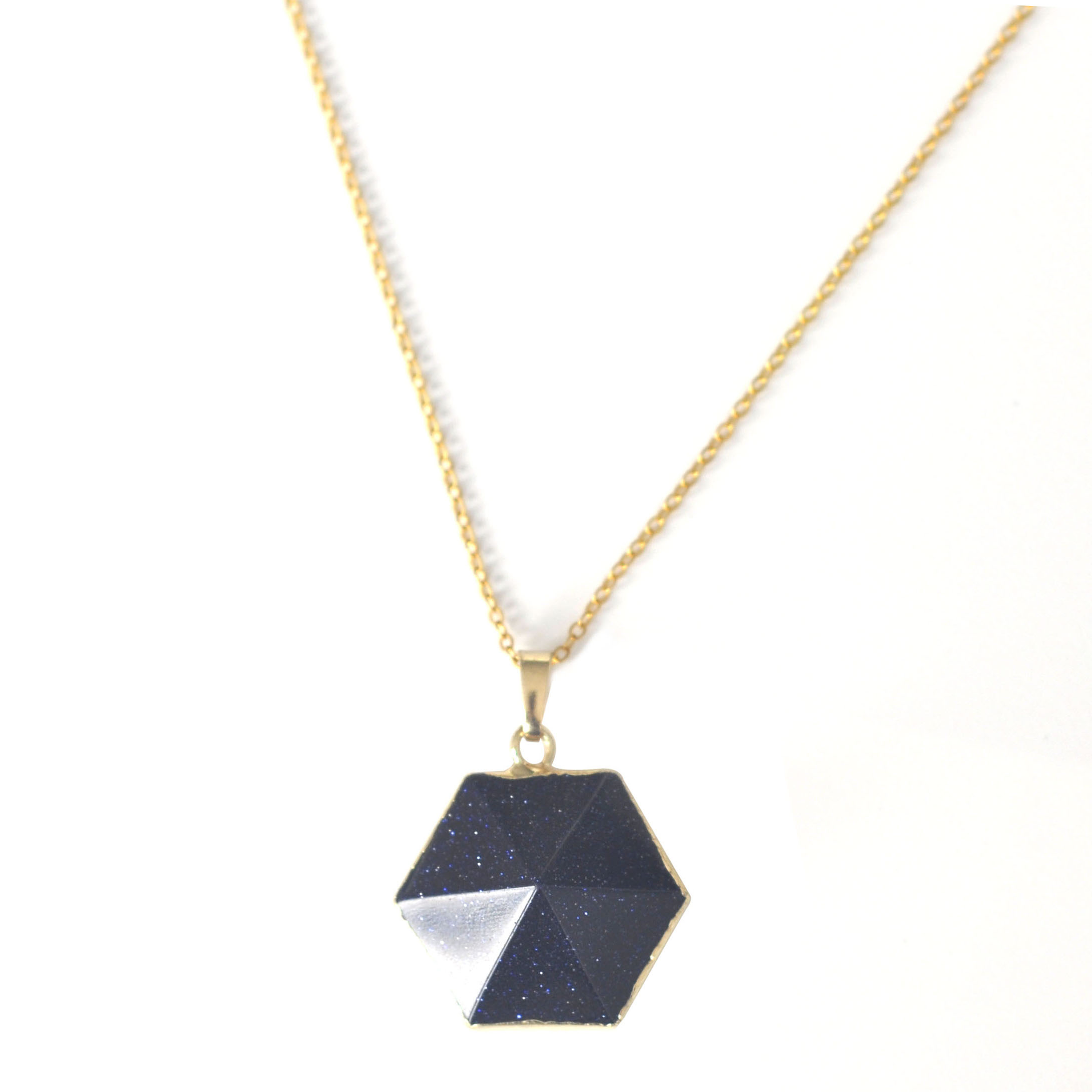 Hexagonal pyramid Crystal Necklace Pendant Necklaces Charm Luminous Alloy Stone in The Dark Gift for girls and Woman