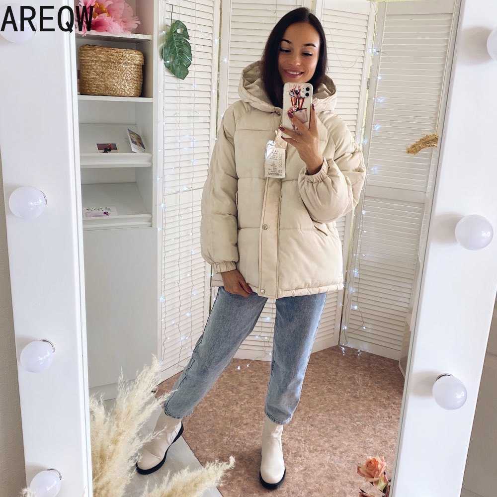 Womens Coats and Jackets Autumn Winter Hooded Coat Thick Cotton Parkas Oversized Puffer Jacket Female 210819
