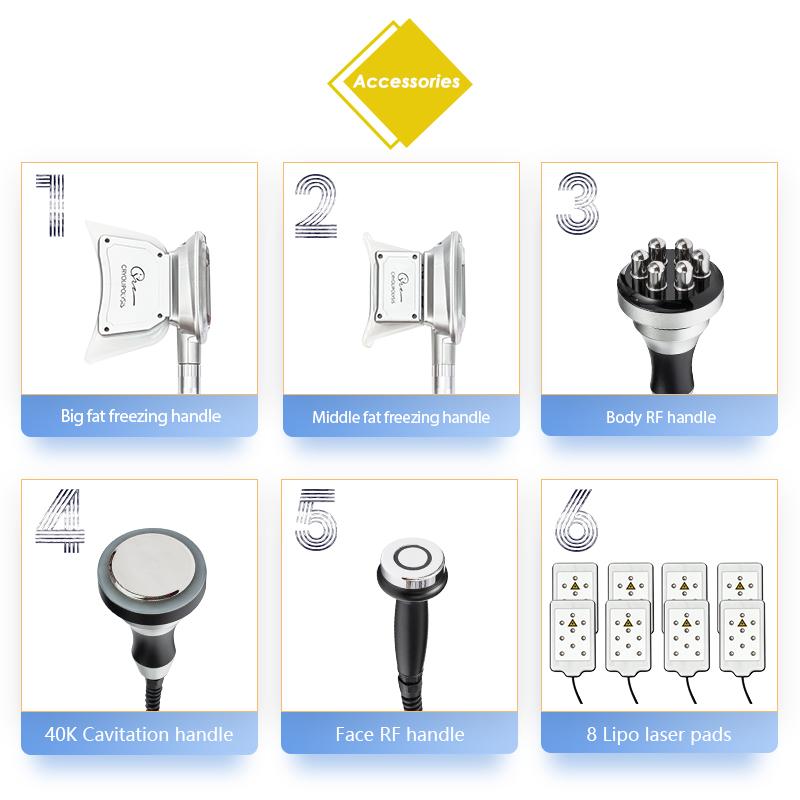 6-in-1 fat freezing Slimming machine cryolipolysis 3D Cryo Handles Slim equipment Frozen cellulite Device 360 Degree Loss weight