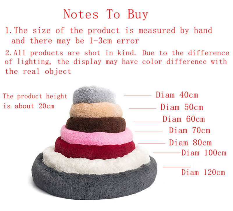 20 Color Wholesale Faux Fur Bed Cushion Pet Kennel Fluffy Soft Plush Round Cat Beds Donut Cats Dog Pad Self Warming Improved Sleep Orthopedic Relief S