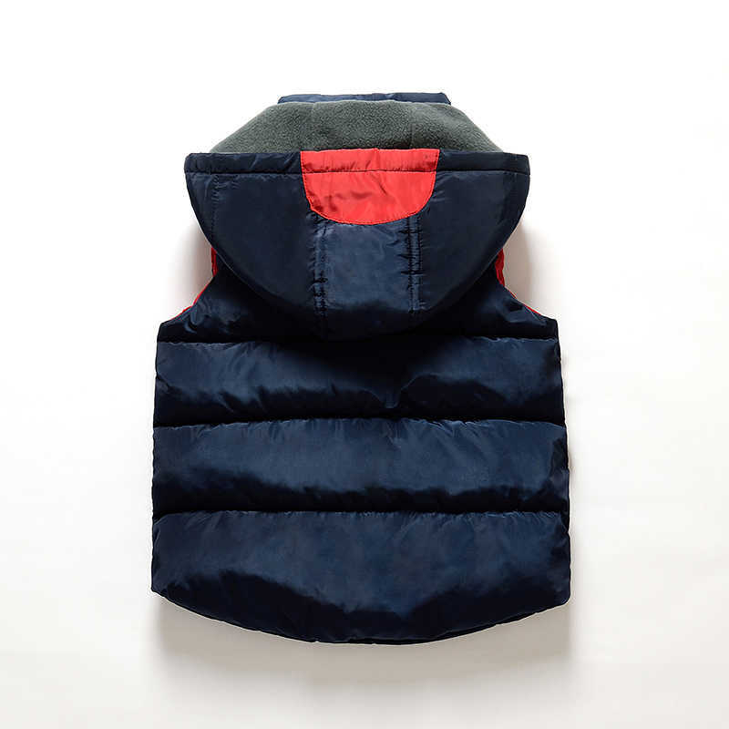 Winter Warm 3-11 12 Years Teenager Christmas Gift Thickening Outerwear Coat Color Patchwork Hooded Vest For Kids Boys Girls 210529