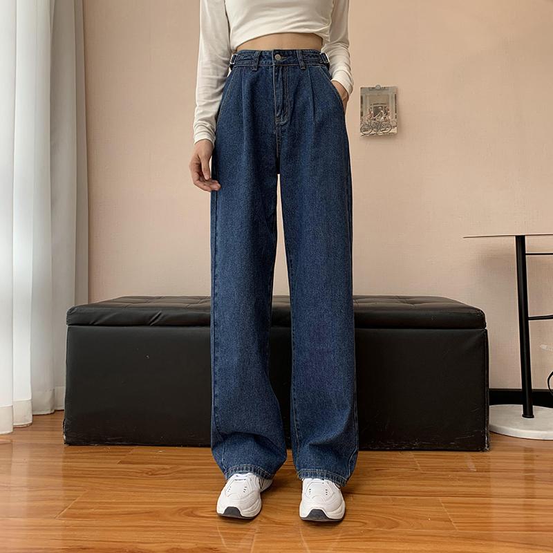Women's Jeans DD0608 Korean Style Straight Leg Wide Trousers High Waist Slim Pants, Blue
Women's Jeans DD0608 Korean Style Straight Leg Wide Trousers High Waist Slim Pants, Blue