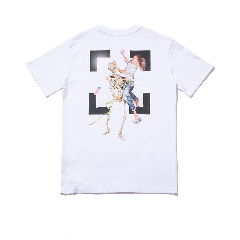 Fashion High Quality Cotton Short Sleeve Skull Portrait Oil Paint T Shirt Mens Top Tee T-shirt Casual Women Tee Shirt