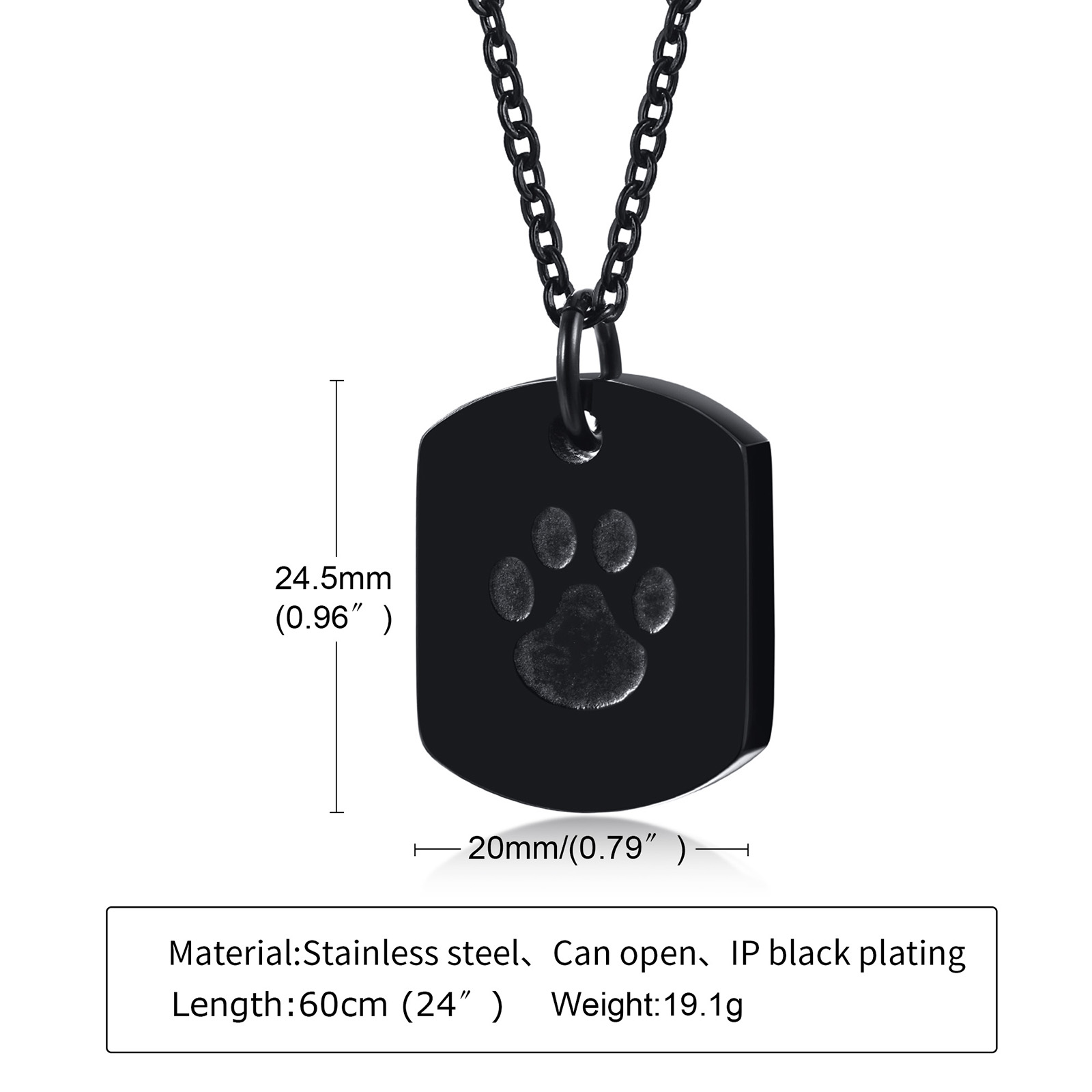Dog Cremation Urn Necklace in Stainless Steel Dog Paw Pendants Urn Jewelry Urns for Pet Ashes