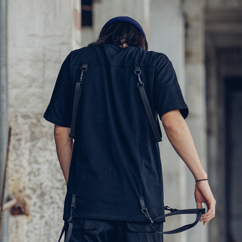 HEYGUYS HOT pure color t shirts men with belt hip hop street wear cool T-shirts man cotton high quality oversize fashion 210225