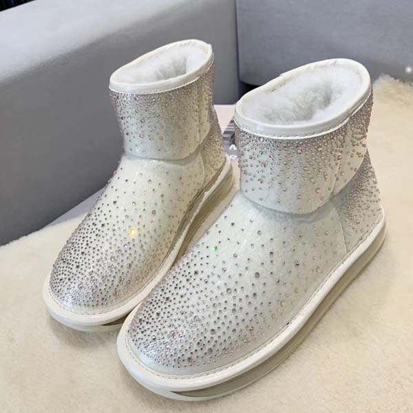 Sheepskin Wool Winter Boots with Bling Crystals - Designer Diamond Shoes for Women (Sizes 35-40) in Gift Box, Grey
Sheepskin Wool Winter Boots with Bling Crystals - Designer Diamond Shoes for Women (Sizes 35-40) in Gift Box, Grey