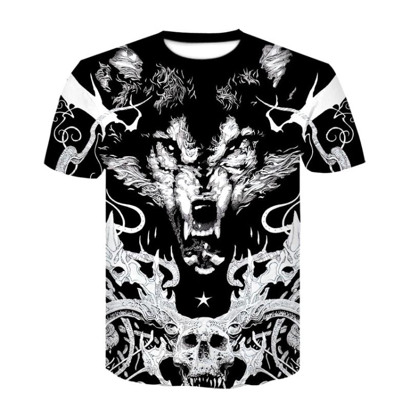 Men's T-Shirts Trendy Black Street 3D Wolf Head Print T-shirt Fashion And Comfortable Short-sleeved Hip-hop, White;black
Men's T-Shirts Trendy Black Street 3D Wolf Head Print T-shirt Fashion And Comfortable Short-sleeved Hip-hop, White;black