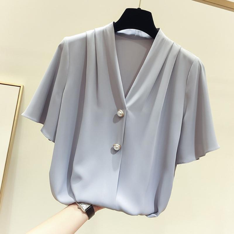 Women' Blouses & Shirts Korean Women Summer Elegant Vintage Office Ladies Chiffon Casual Plus Size Loose Plain Button Female Fashion Top, Blue
Women' Blouses & Shirts Korean Women Summer Elegant Vintage Office Ladies Chiffon Casual Plus Size Loose Plain Button Female Fashion Top, Blue